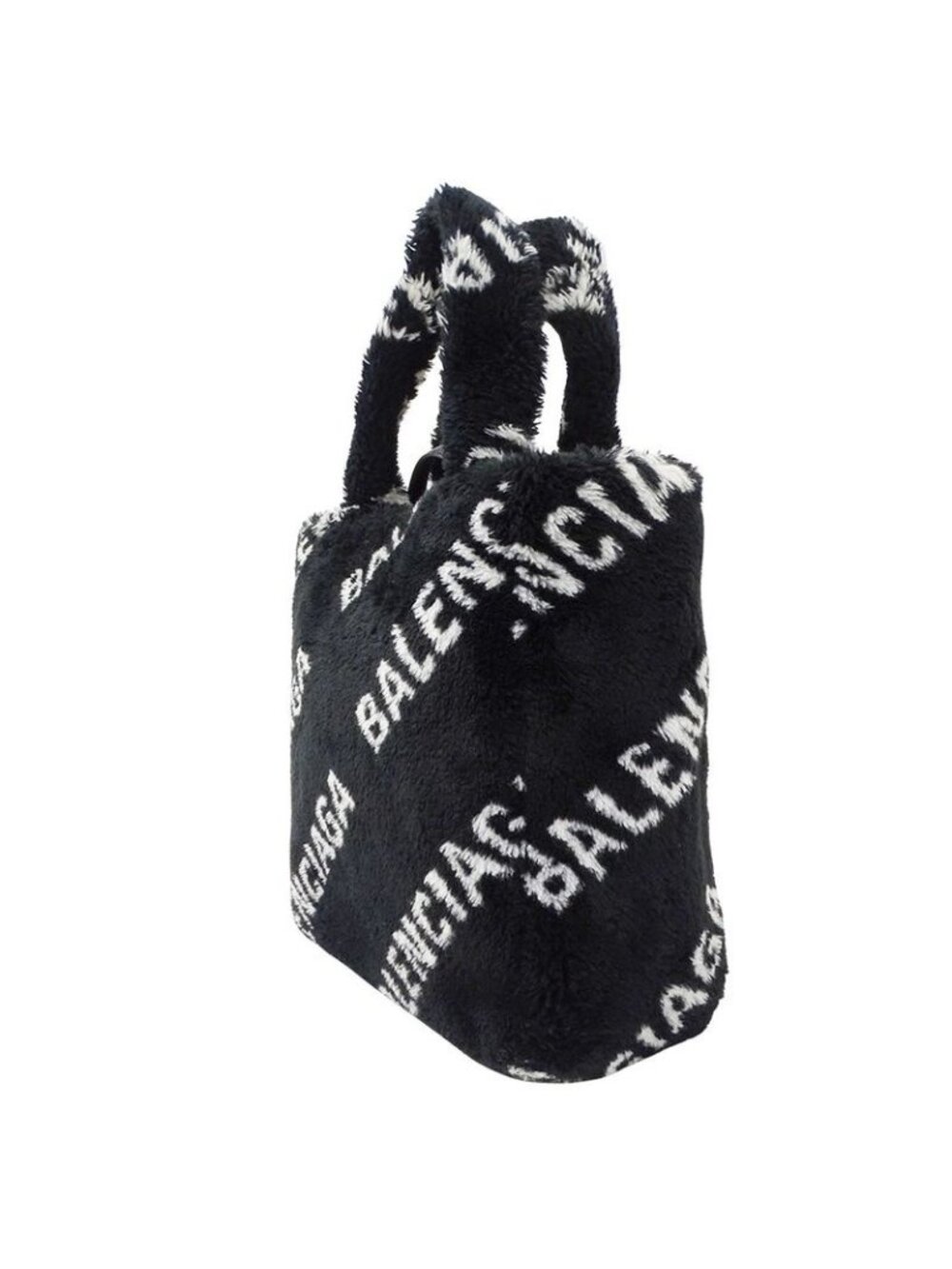 Balenciaga Shoulder Bag Everyday 2-Way Faux Fur Black Logo - Picture 4 of 13